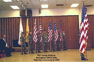 Flag Day Ceremony.  The Young Marines performed a salute to the history of our flag.